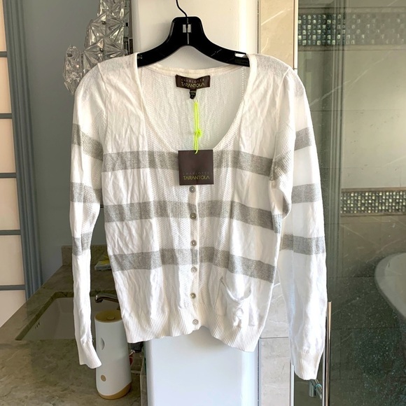 Charlotte Tarantola Striped Buttoned Down Cardigan - Picture 1 of 12